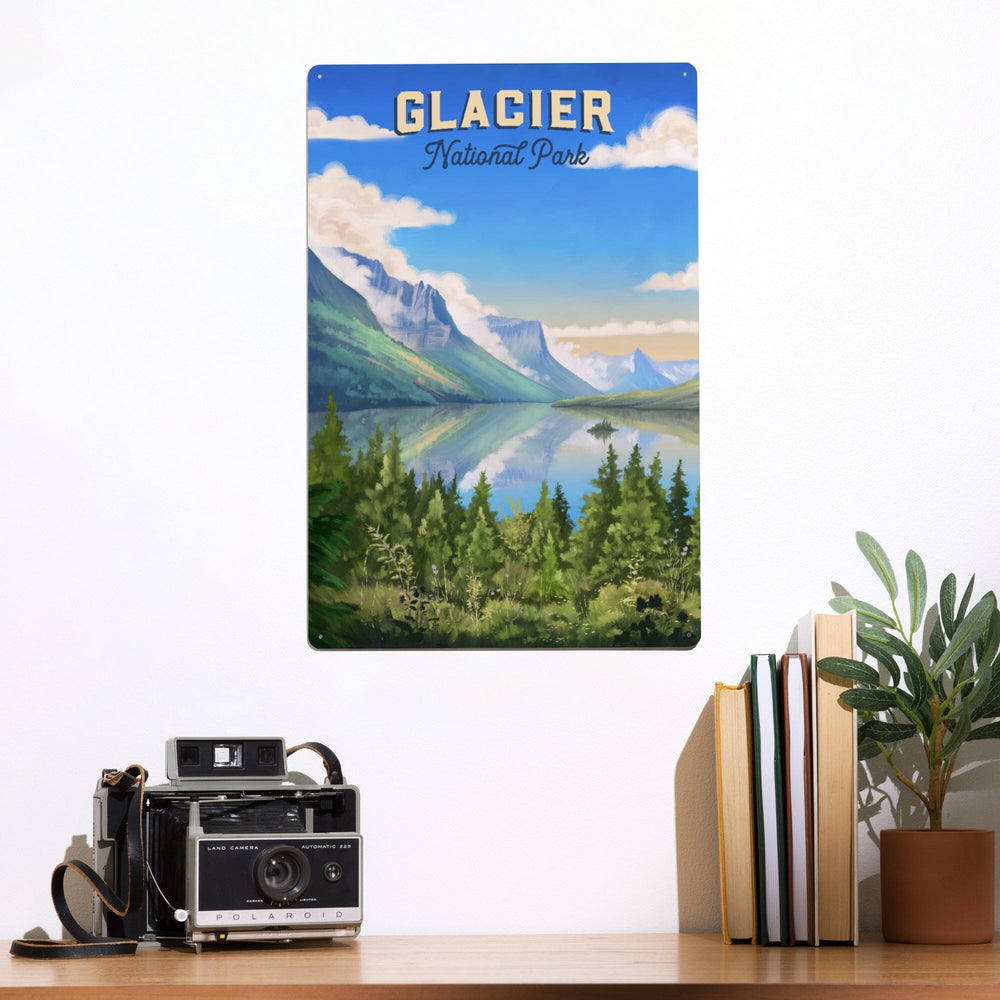 Glacier National Park, Montana, Oil Painting, Metal Signs Metal Lantern Press 