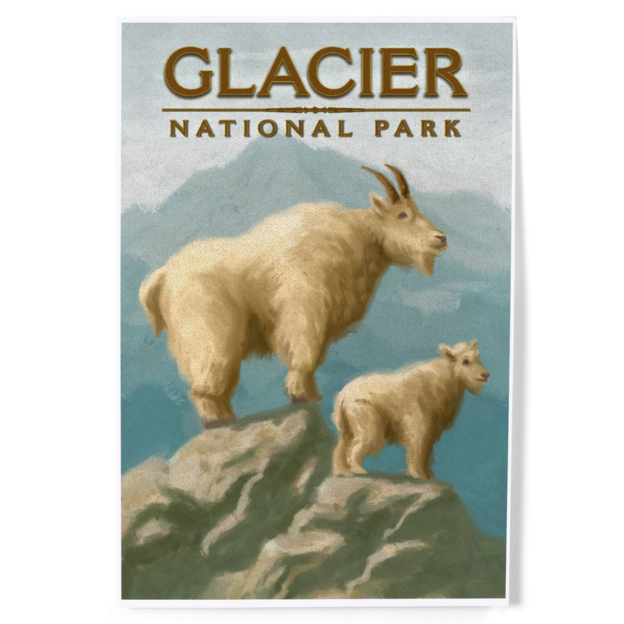 Glacier National Park, Montana, Oil Painting, Mountain Goats, Art & Giclee Prints Art Lantern Press 