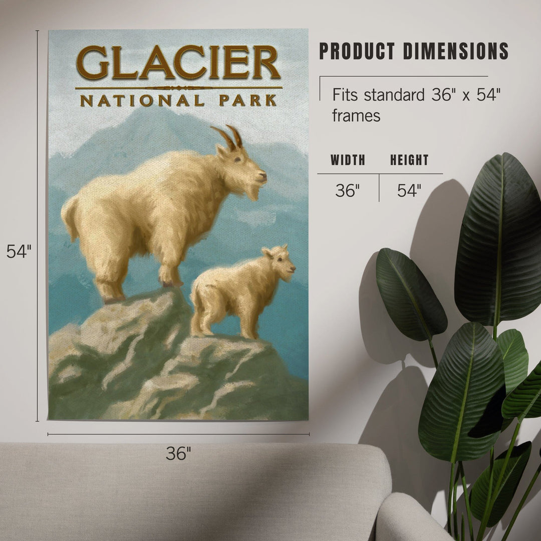 Glacier National Park, Montana, Oil Painting, Mountain Goats, Art & Giclee Prints Art Lantern Press 