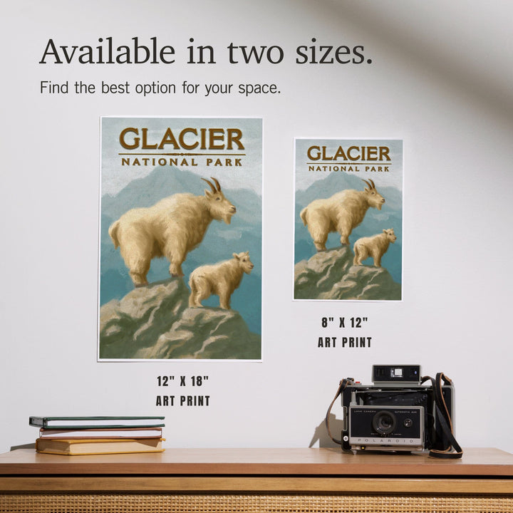 Glacier National Park, Montana, Oil Painting, Mountain Goats, Art & Giclee Prints Art Lantern Press 