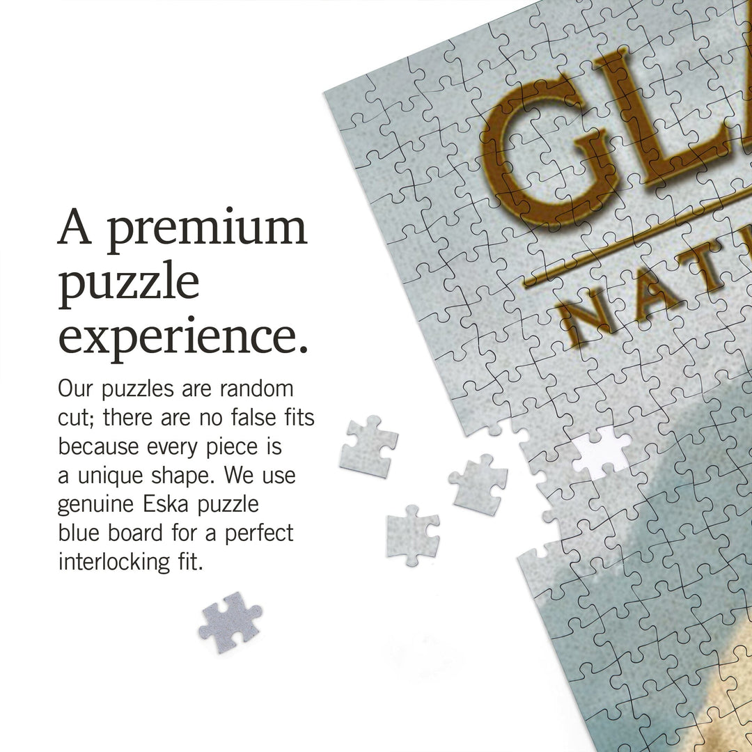 Glacier National Park, Montana, Oil Painting, Mountain Goats, Jigsaw Puzzle Puzzle Lantern Press 