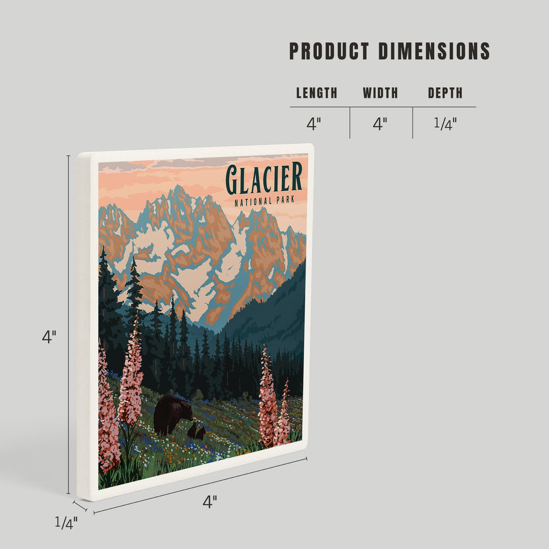 Glacier National Park, Montana, Painterly National Park Series, Coasters Coasters Lantern Press 