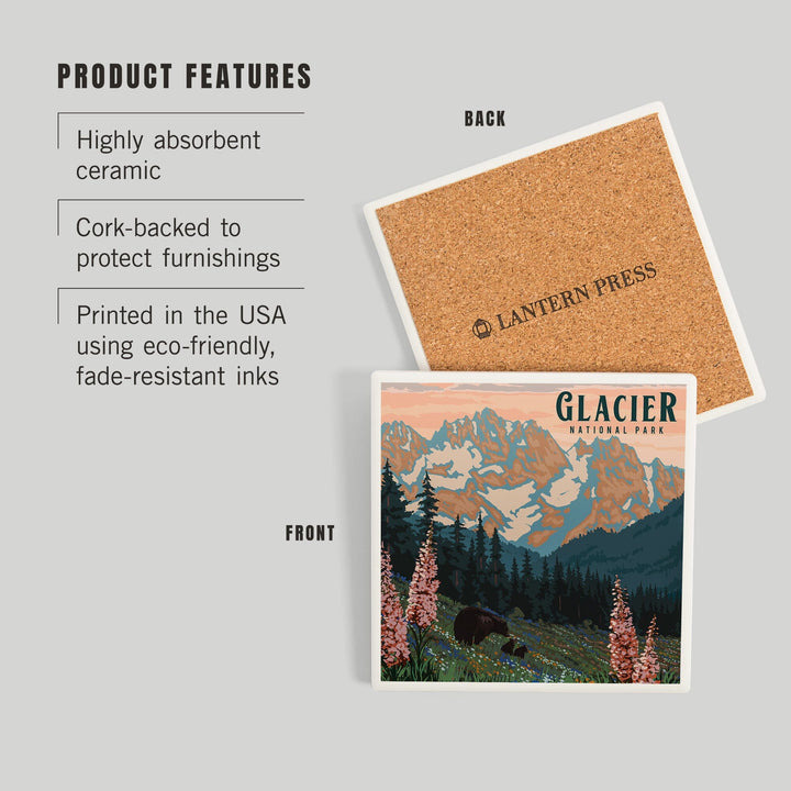 Glacier National Park, Montana, Painterly National Park Series, Coasters Coasters Lantern Press 