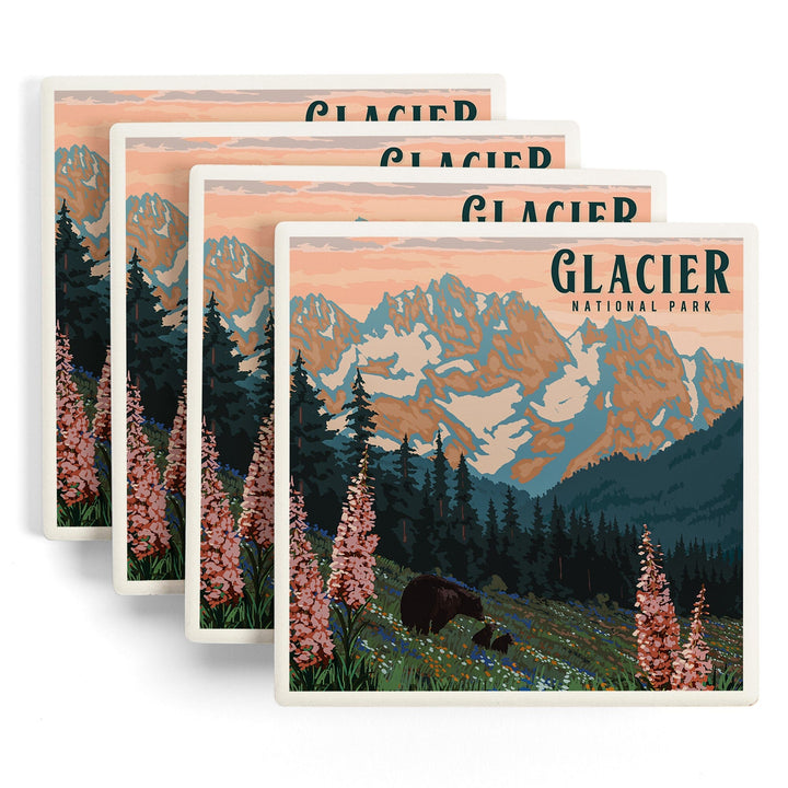 Glacier National Park, Montana, Painterly National Park Series, Coasters Coasters Lantern Press 