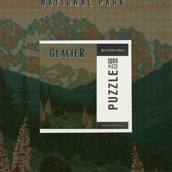 Glacier National Park, Montana, Painterly National Park Series, Jigsaw Puzzle Puzzle Lantern Press 