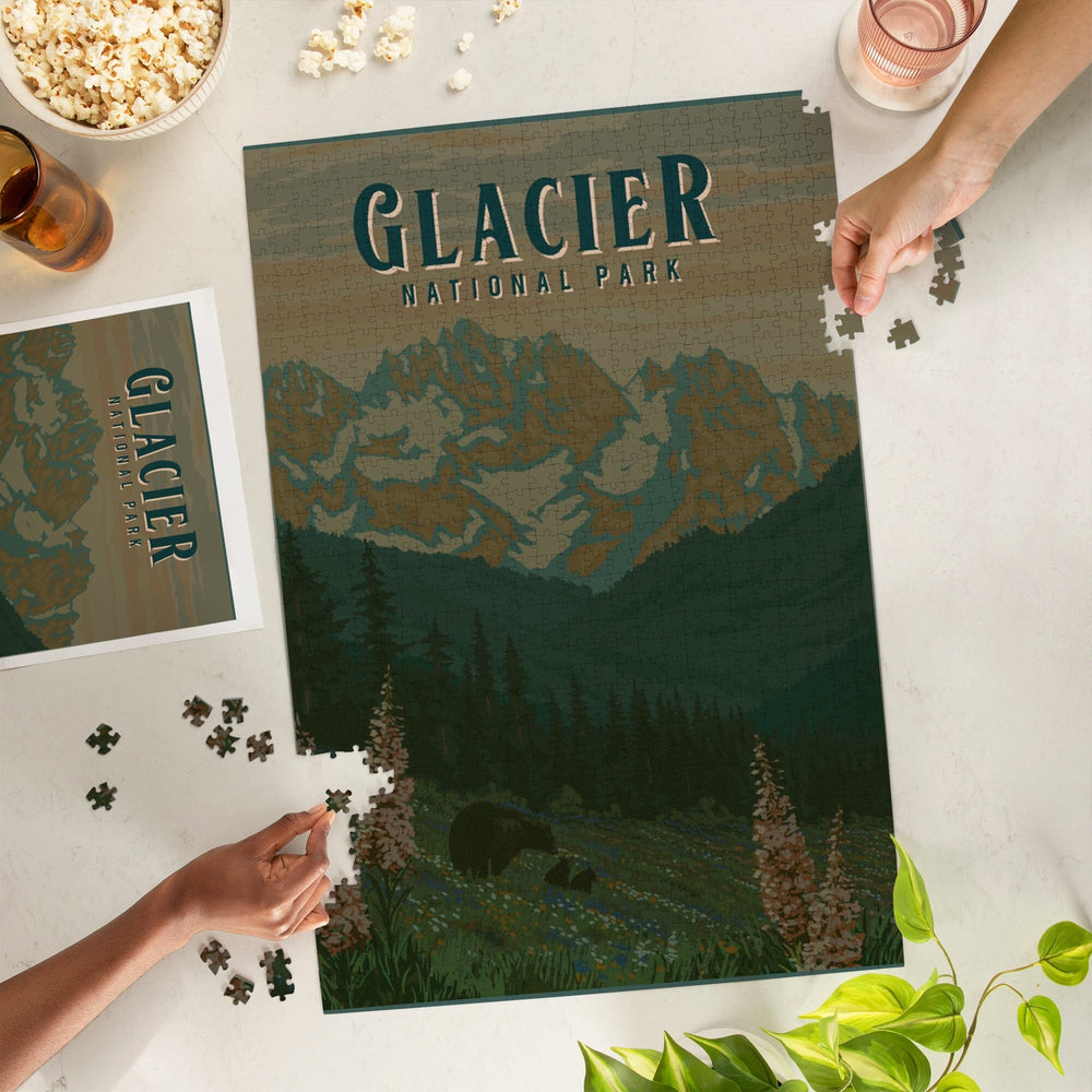 Glacier National Park, Montana, Painterly National Park Series, Jigsaw Puzzle Puzzle Lantern Press 