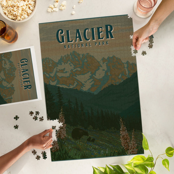 Glacier National Park, Montana, Painterly National Park Series, Jigsaw Puzzle Puzzle Lantern Press 