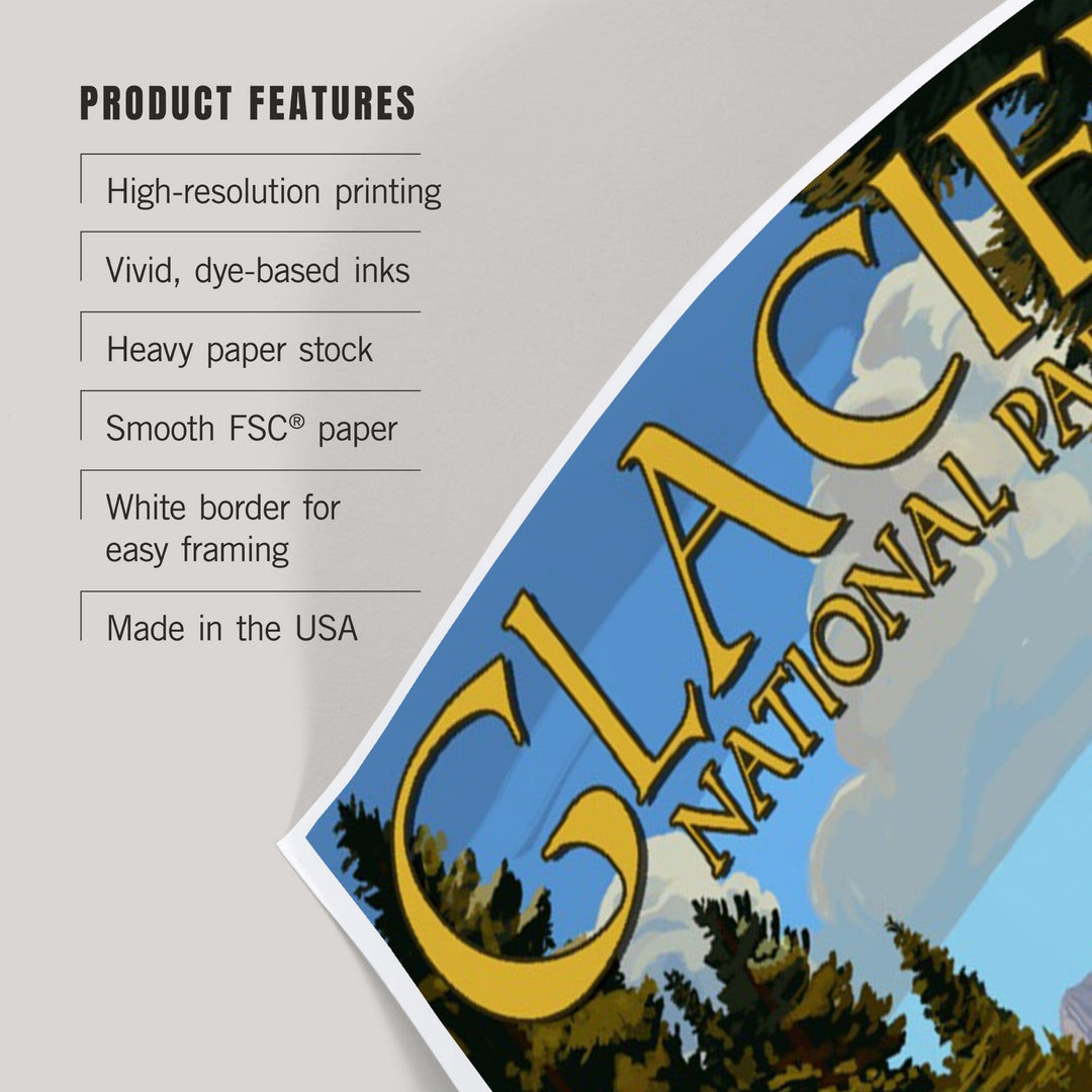 Glacier National Park, Montana, River Rafting, Art & Giclee Prints Art Lantern Press 