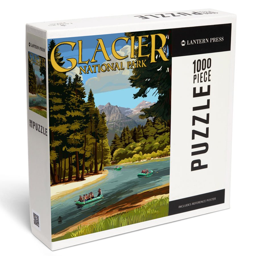 Glacier National Park, Montana, River Rafting, Jigsaw Puzzle Puzzle Lantern Press 