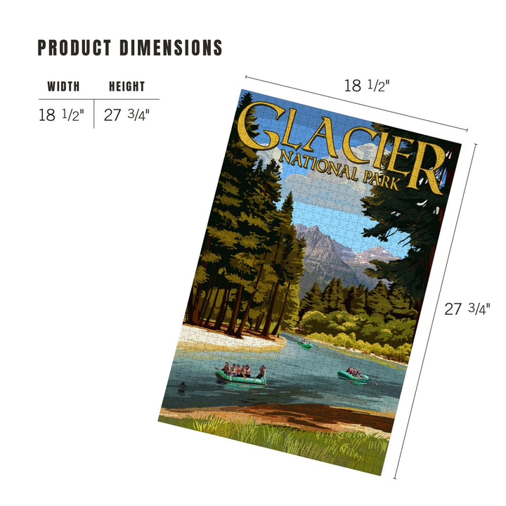 Glacier National Park, Montana, River Rafting, Jigsaw Puzzle Puzzle Lantern Press 
