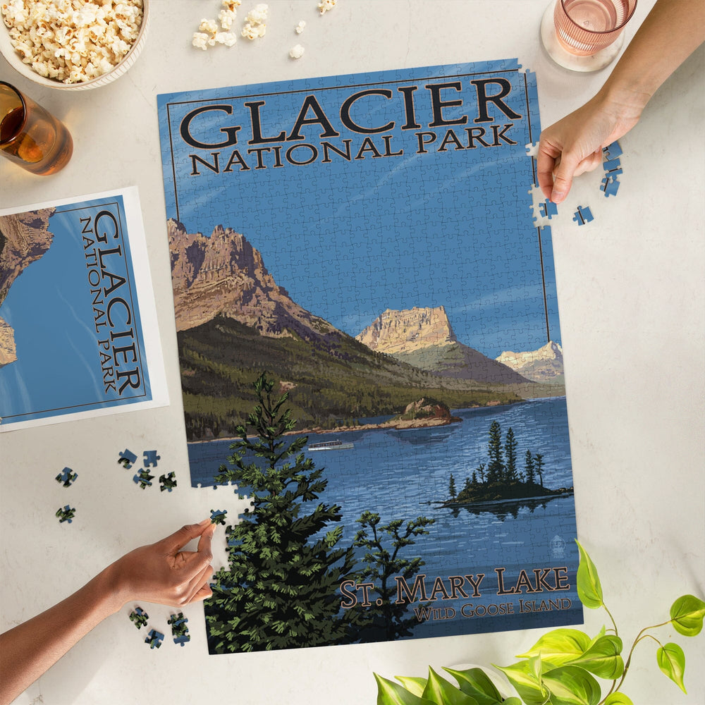 Glacier National Park, Montana, St. Mary Lake, Jigsaw Puzzle Puzzle Lantern Press 