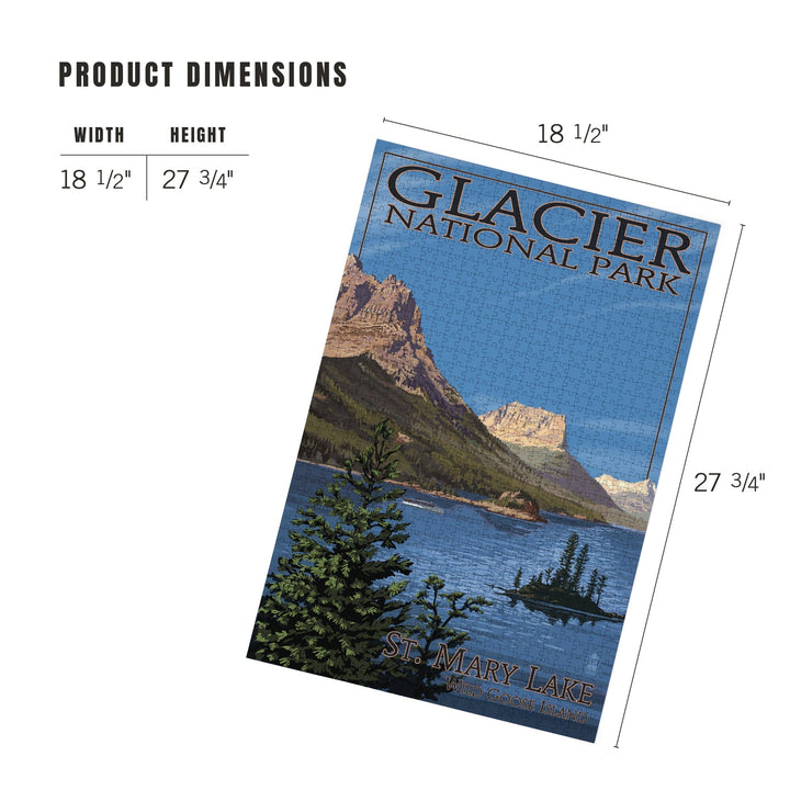 Glacier National Park, Montana, St. Mary Lake, Jigsaw Puzzle Puzzle Lantern Press 