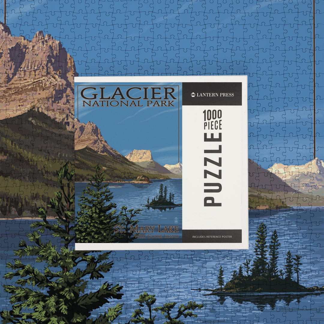 Glacier National Park, Montana, St. Mary Lake, Jigsaw Puzzle Puzzle Lantern Press 