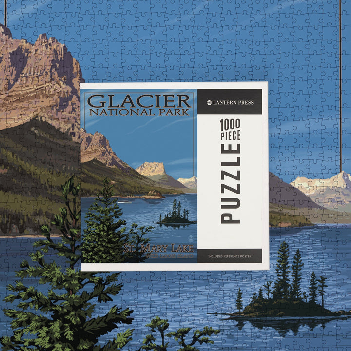 Glacier National Park, Montana, St. Mary Lake, Jigsaw Puzzle Puzzle Lantern Press 