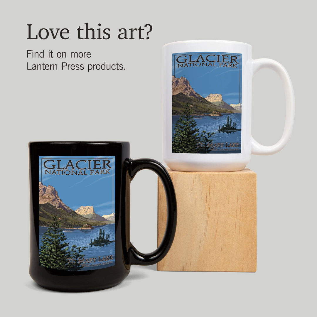 Glacier National Park, Montana, St. Mary Lake, Lantern Press Artwork, Ceramic Mug Mugs Lantern Press 
