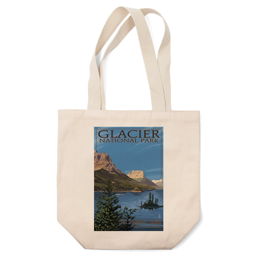 Glacier National Park, Montana, St. Mary Lake, Lantern Press Artwork, Tote Bag Totes Lantern Press 