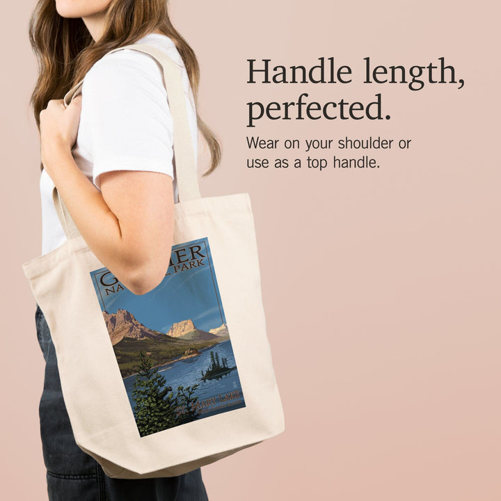 Glacier National Park, Montana, St. Mary Lake, Lantern Press Artwork, Tote Bag - Lantern Press