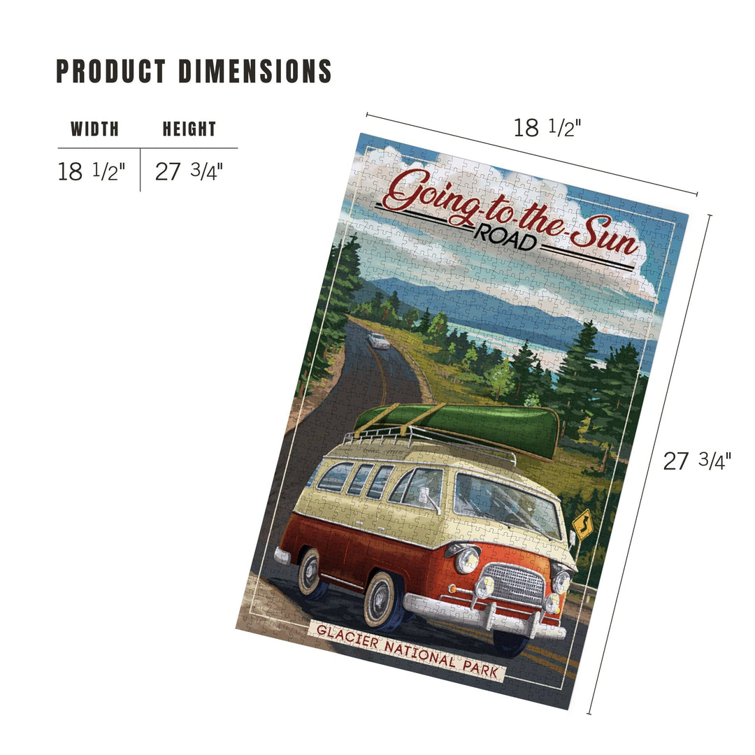 Glacier National Park, Montana, Sun Road, Camper Van and Lake, Jigsaw Puzzle - Lantern Press