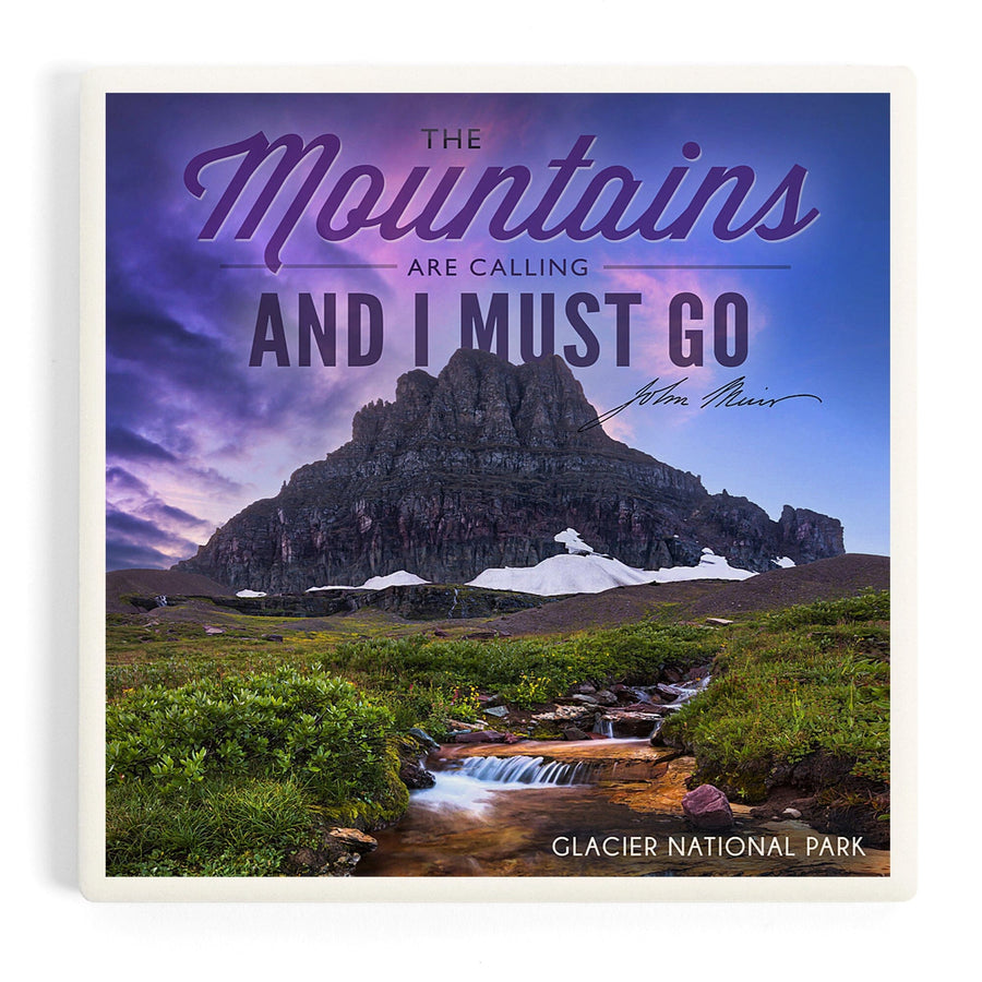 Glacier National Park, Montana, The Mountains are Calling, Coasters Coasters Lantern Press 
