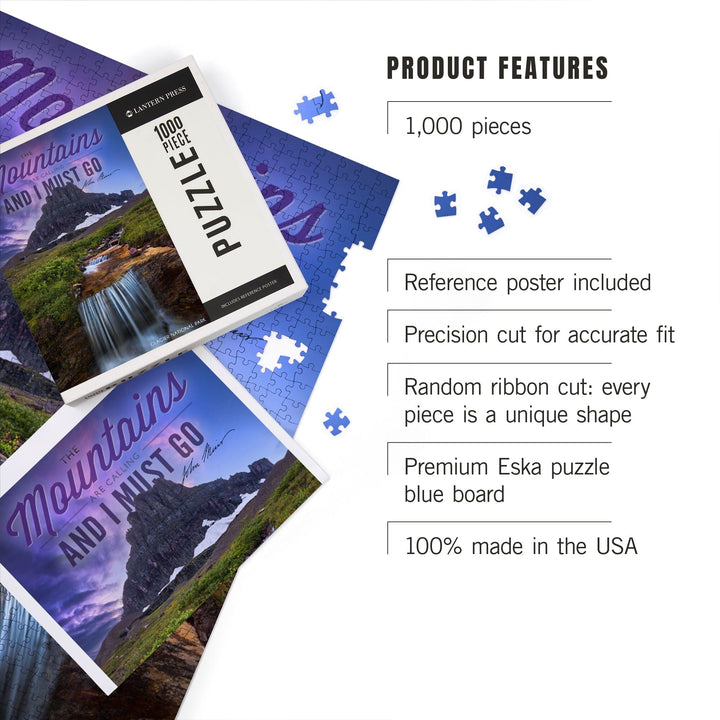 Glacier National Park, Montana, The Mountains are Calling, Jigsaw Puzzle Puzzle Lantern Press 