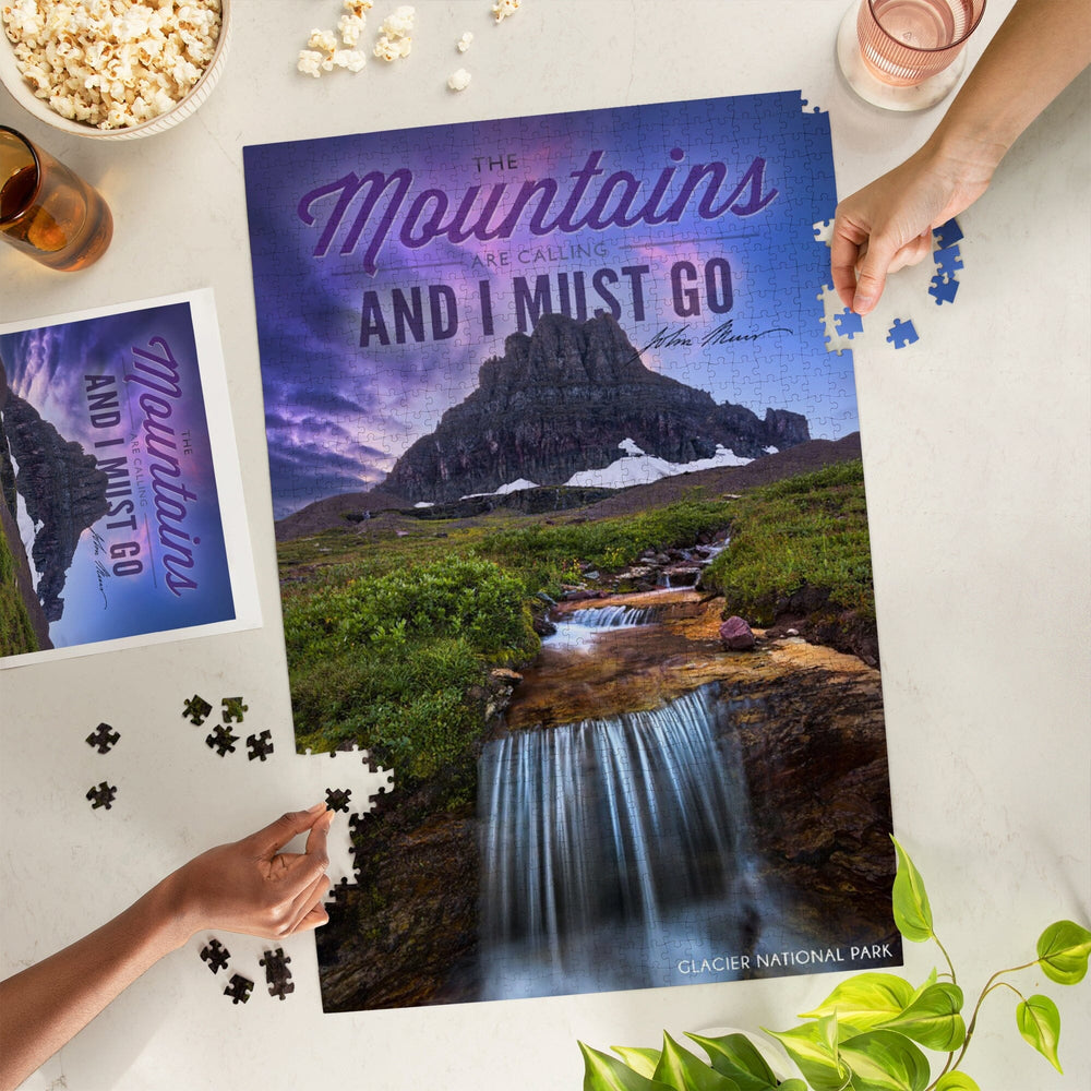 Glacier National Park, Montana, The Mountains are Calling, Jigsaw Puzzle Puzzle Lantern Press 