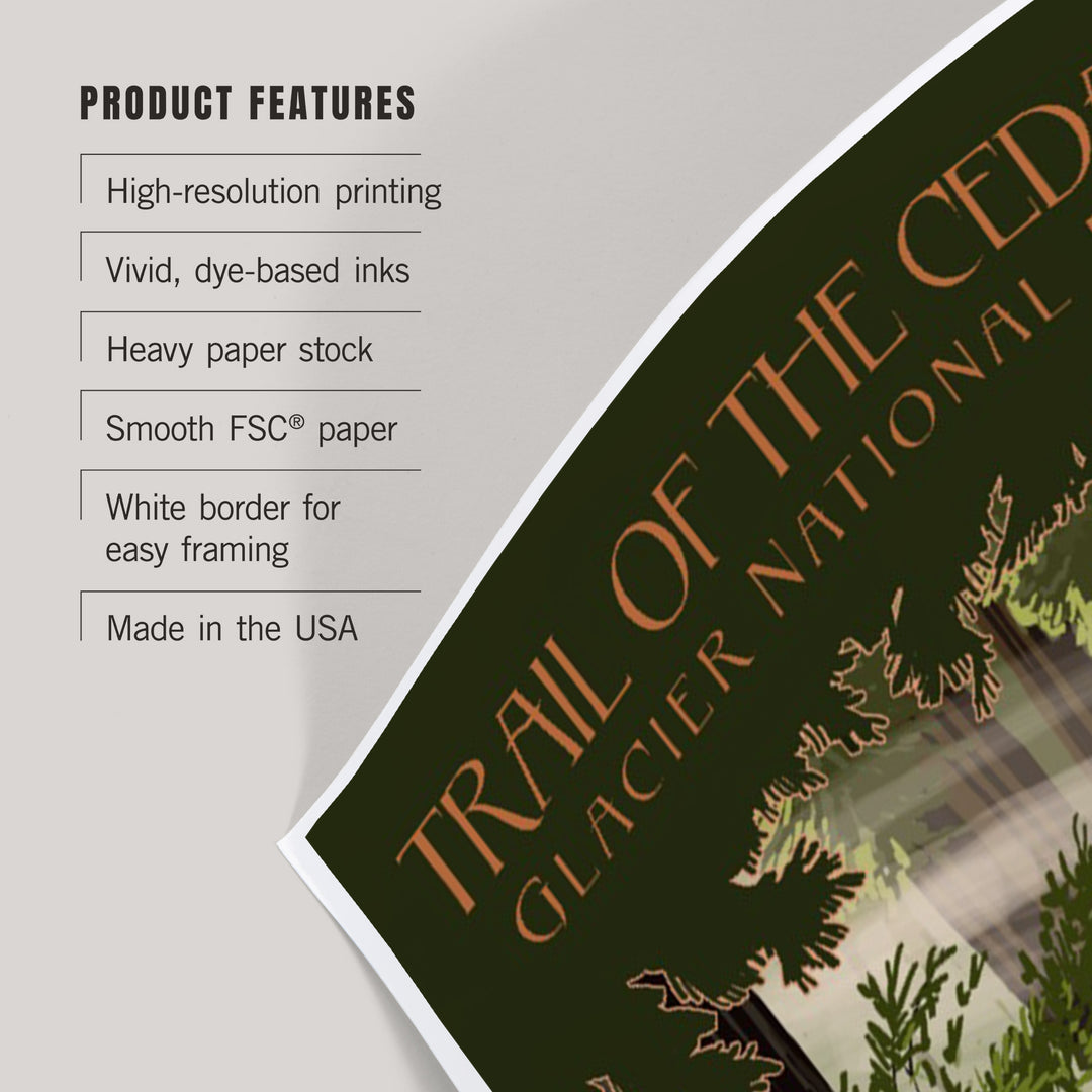 Glacier National Park, Montana, Trail of the Cedars, Deer Family, Art & Giclee Prints Art Lantern Press 