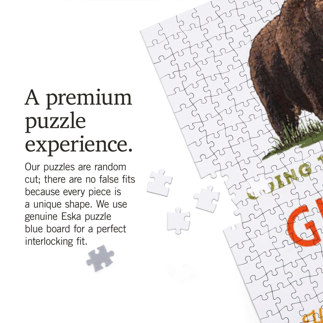 Glacier National Park, Montana, Typography and Icons, Jigsaw Puzzle Puzzle Lantern Press 