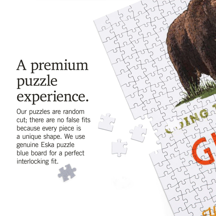 Glacier National Park, Montana, Typography and Icons, Jigsaw Puzzle Puzzle Lantern Press 
