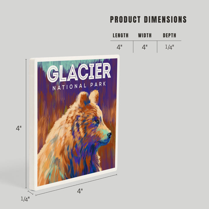 Glacier National Park, Montana, Vivid Grizzly Bear, Coasters Coasters Lantern Press 