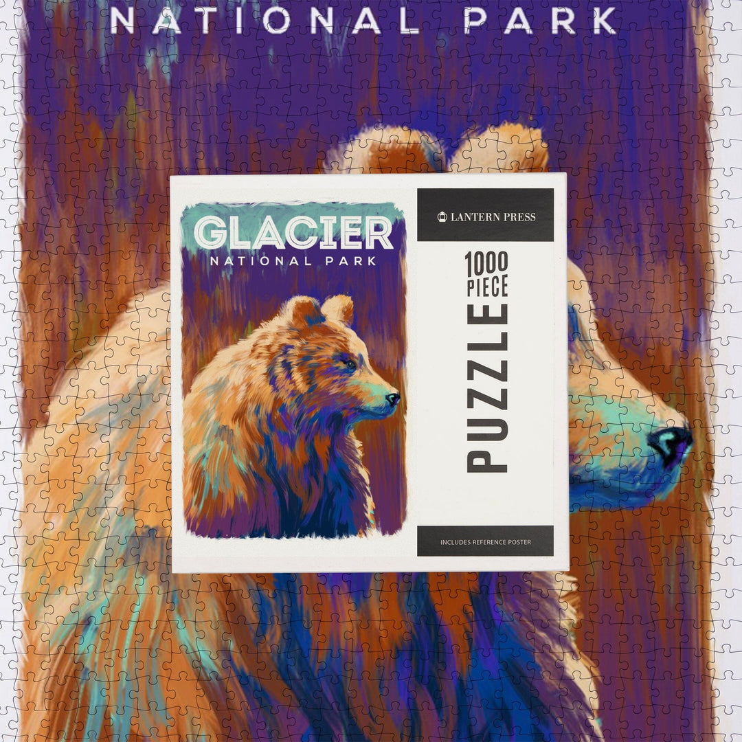 Glacier National Park, Montana, Vivid Grizzly Bear, Jigsaw Puzzle Puzzle Lantern Press 