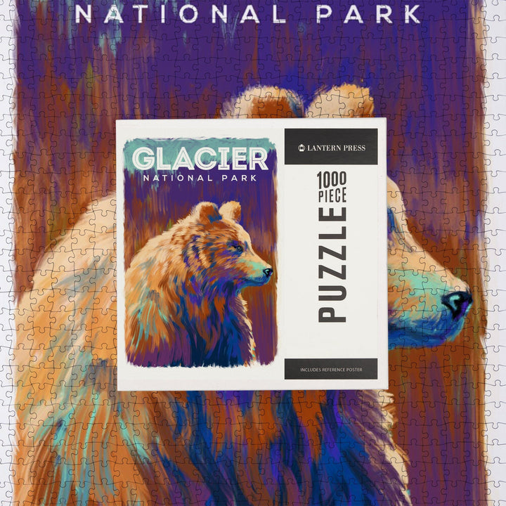 Glacier National Park, Montana, Vivid Grizzly Bear, Jigsaw Puzzle Puzzle Lantern Press 