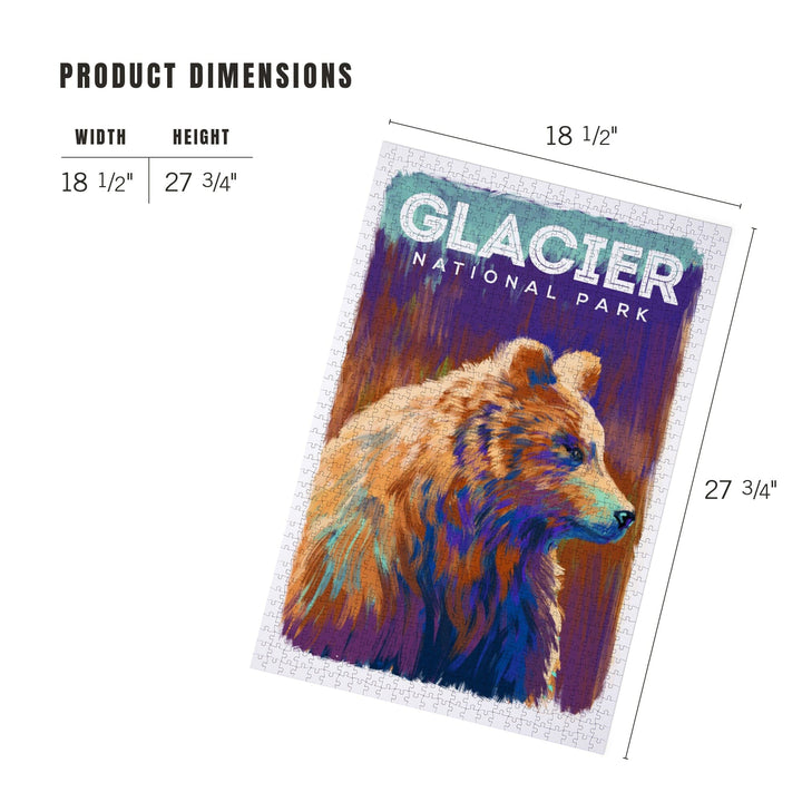 Glacier National Park, Montana, Vivid Grizzly Bear, Jigsaw Puzzle Puzzle Lantern Press 