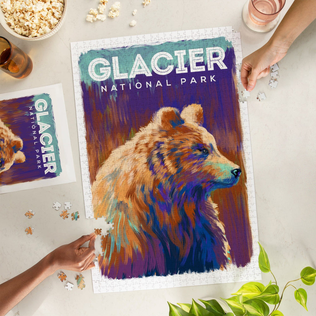 Glacier National Park, Montana, Vivid Grizzly Bear, Jigsaw Puzzle Puzzle Lantern Press 