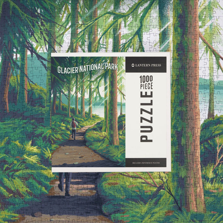 Glacier National Park, Montana, Walk in the Woods, Day Hike, Jigsaw Puzzle Puzzle Lantern Press 