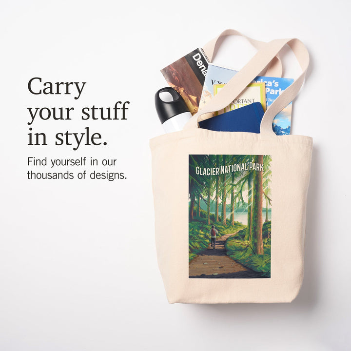 Glacier National Park, Montana, Walk in the Woods, Day Hike, Tote Bag Totes Lantern Press 