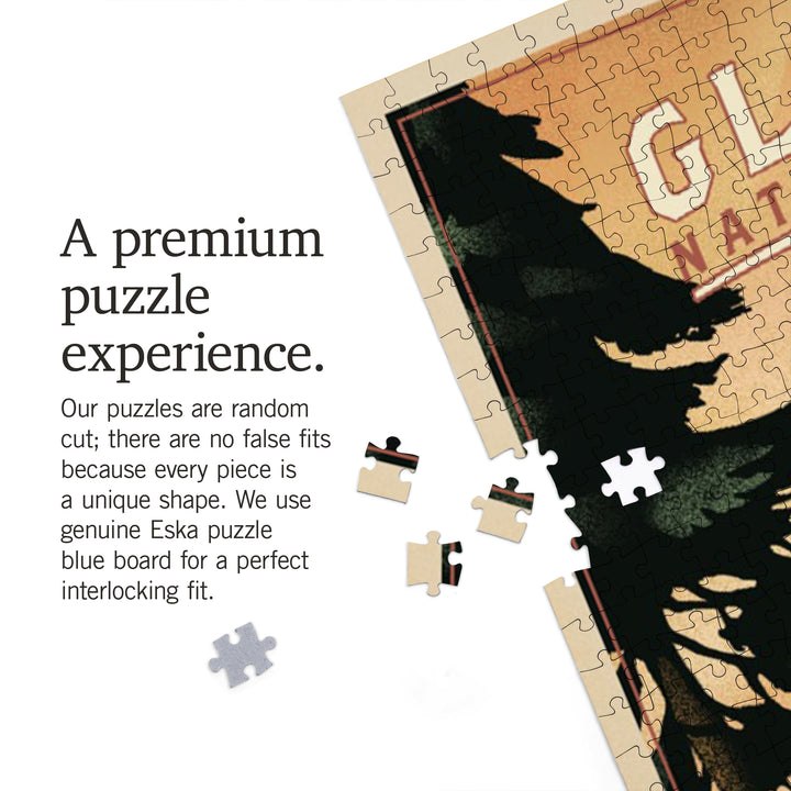 Glacier National Park, Mountain Goats and Mountain, Jigsaw Puzzle Puzzle Lantern Press 