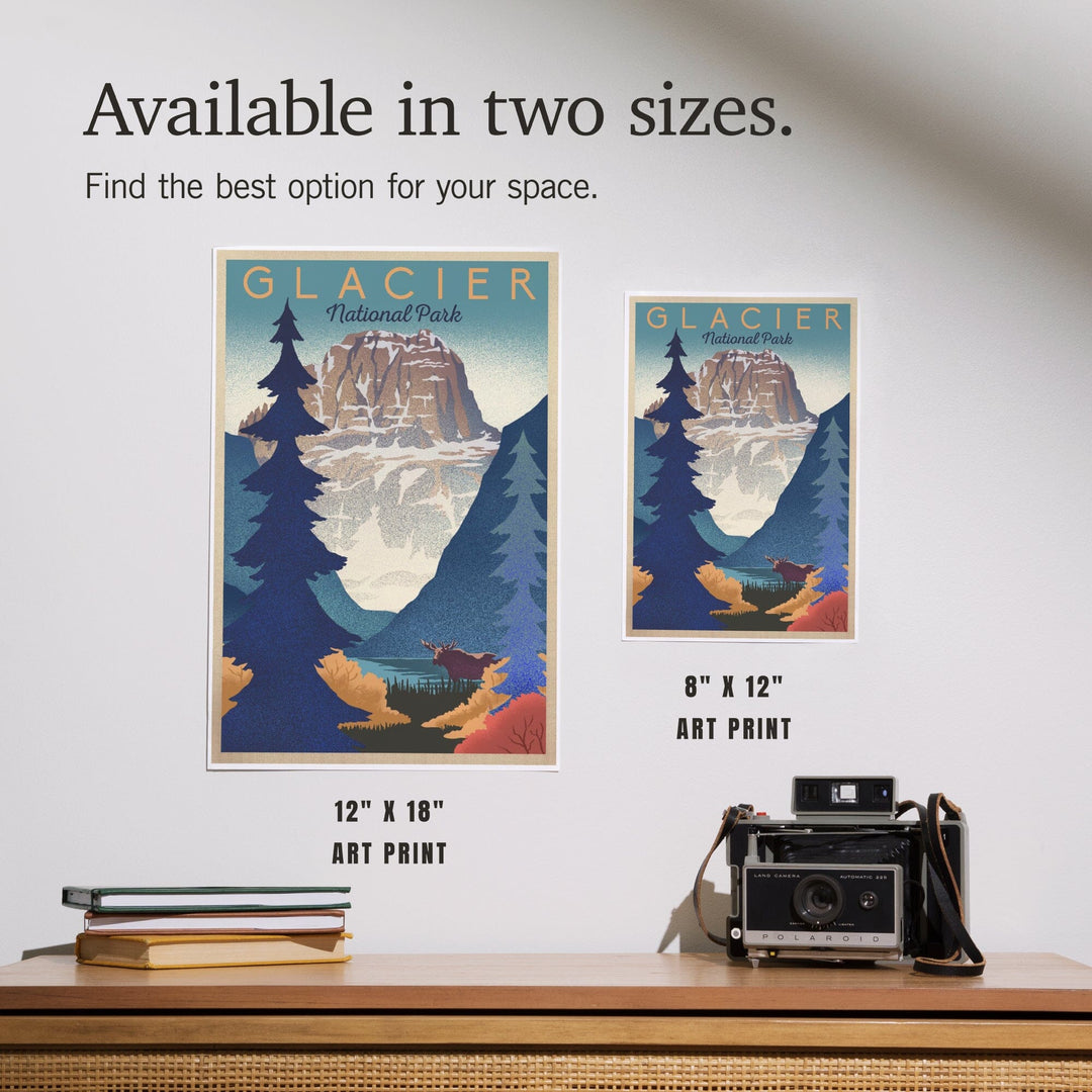 Glacier National Park, Mountain Scene, Lithograph, Art & Giclee Prints Art Lantern Press 