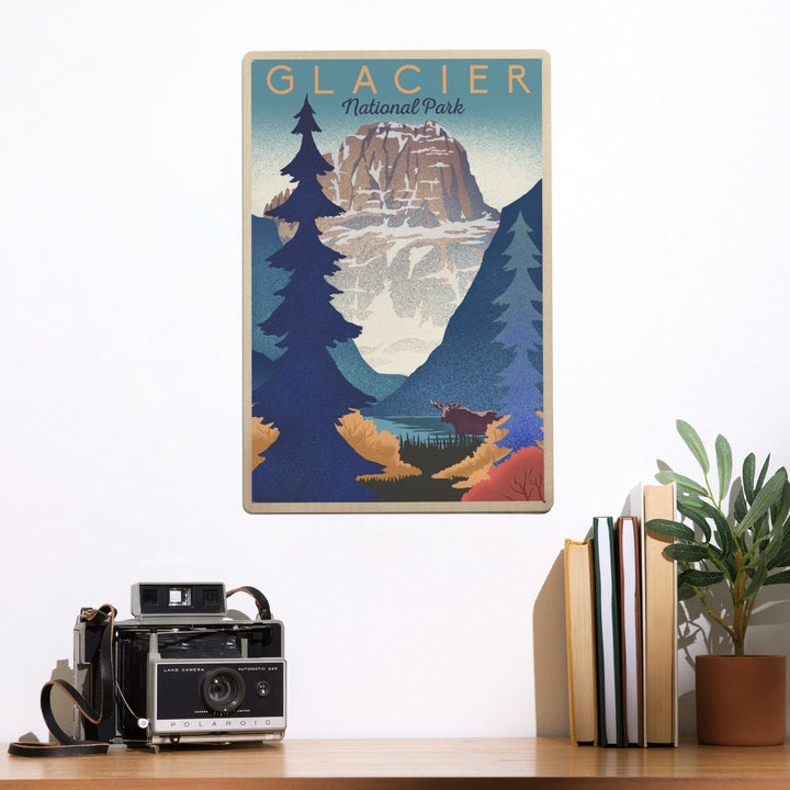 Glacier National Park, Mountain Scene, Lithograph, Metal Signs Metal Lantern Press 