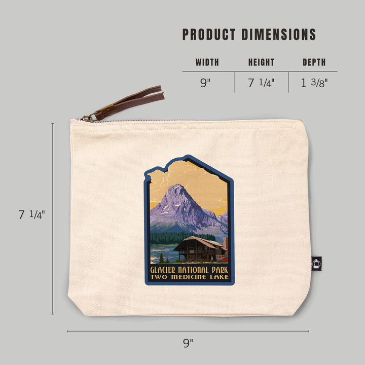 Glacier National Park, Two Medicine Lake,, Organic Cotton Zipper Pouch, Go Bag Go Bag Lantern Press 
