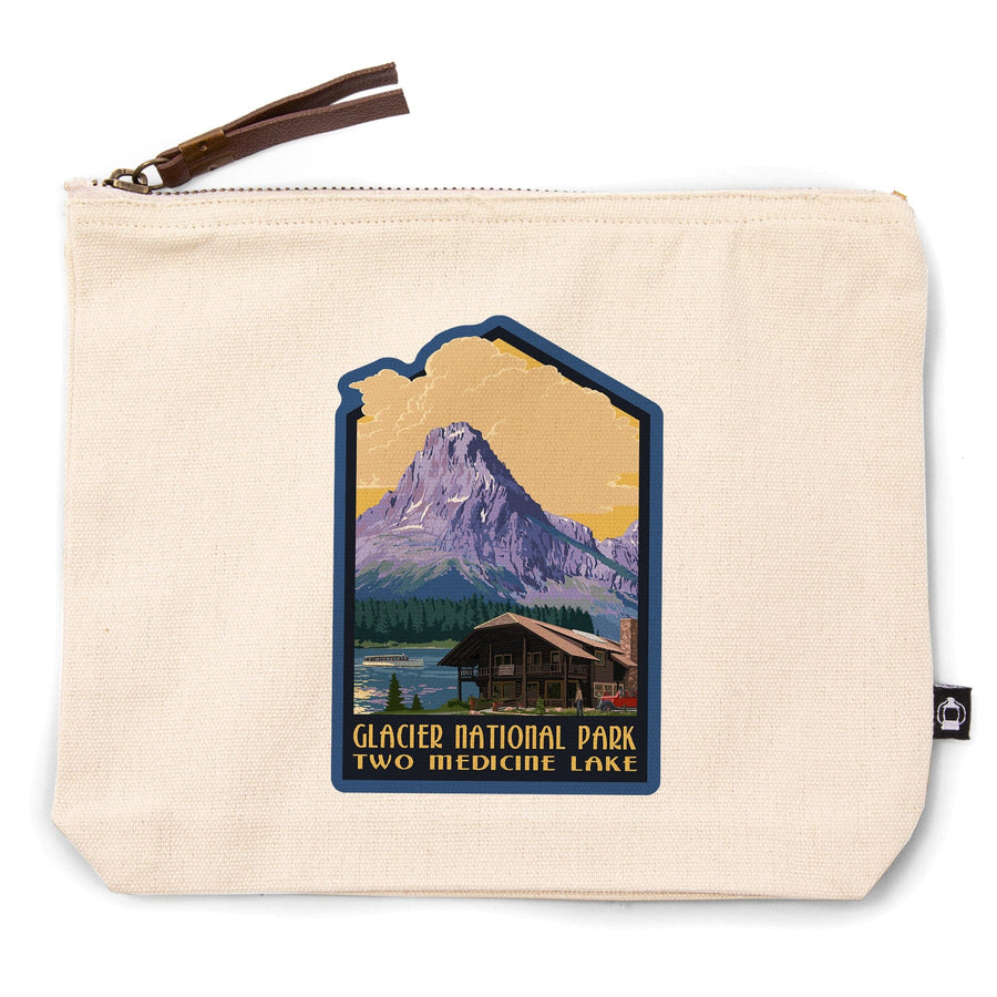 Glacier National Park, Two Medicine Lake,, Organic Cotton Zipper Pouch, Go Bag Go Bag Lantern Press 