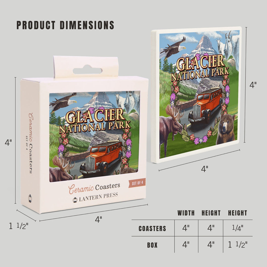 Glacier National Park Views, Montage, Coasters Coasters Lantern Press 