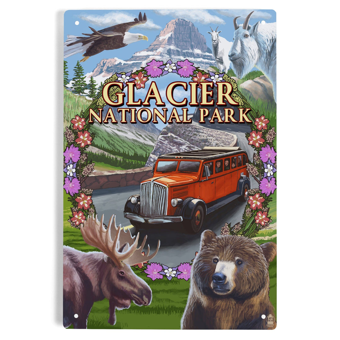 Glacier National Park Views, Montage, Metal Signs Metal Lantern Press 