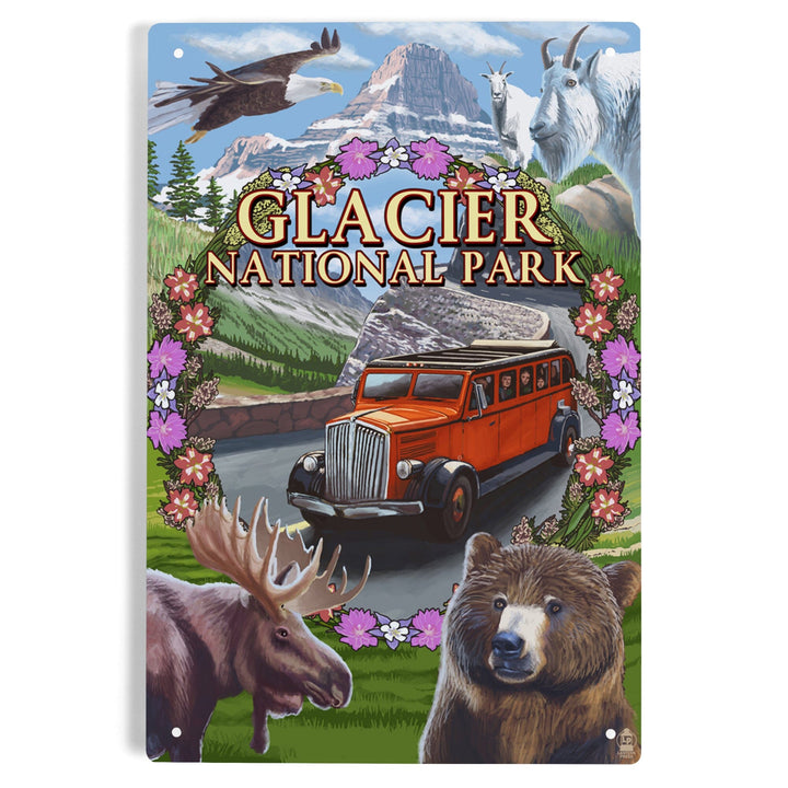 Glacier National Park Views, Montage, Metal Signs Metal Lantern Press 