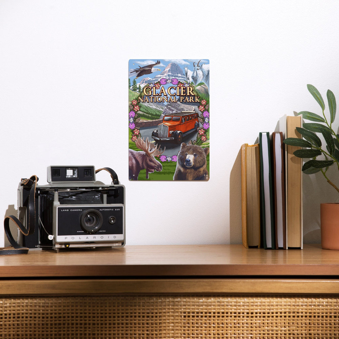 Glacier National Park Views, Montage, Metal Signs Metal Lantern Press 