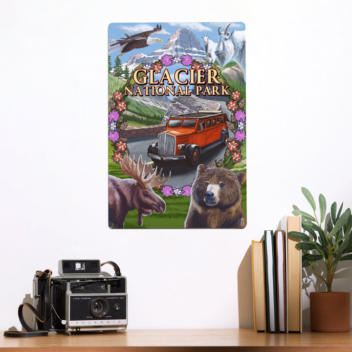 Glacier National Park Views, Montage, Metal Signs Metal Lantern Press 
