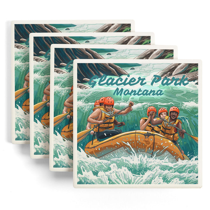 Glacier Park, Montana, Get Outside Series, Seek Adventure, River Rafting, Coasters Coasters Lantern Press 
