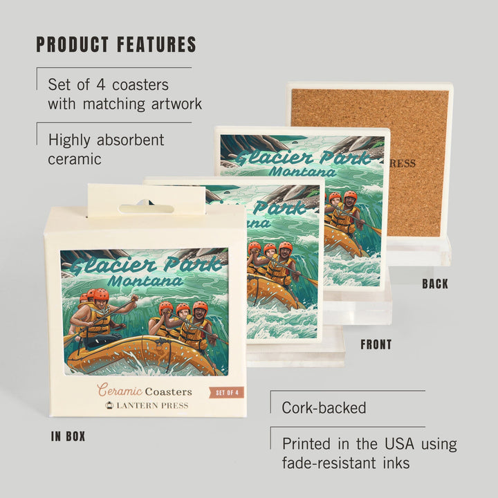 Glacier Park, Montana, Get Outside Series, Seek Adventure, River Rafting, Coasters Coasters Lantern Press 