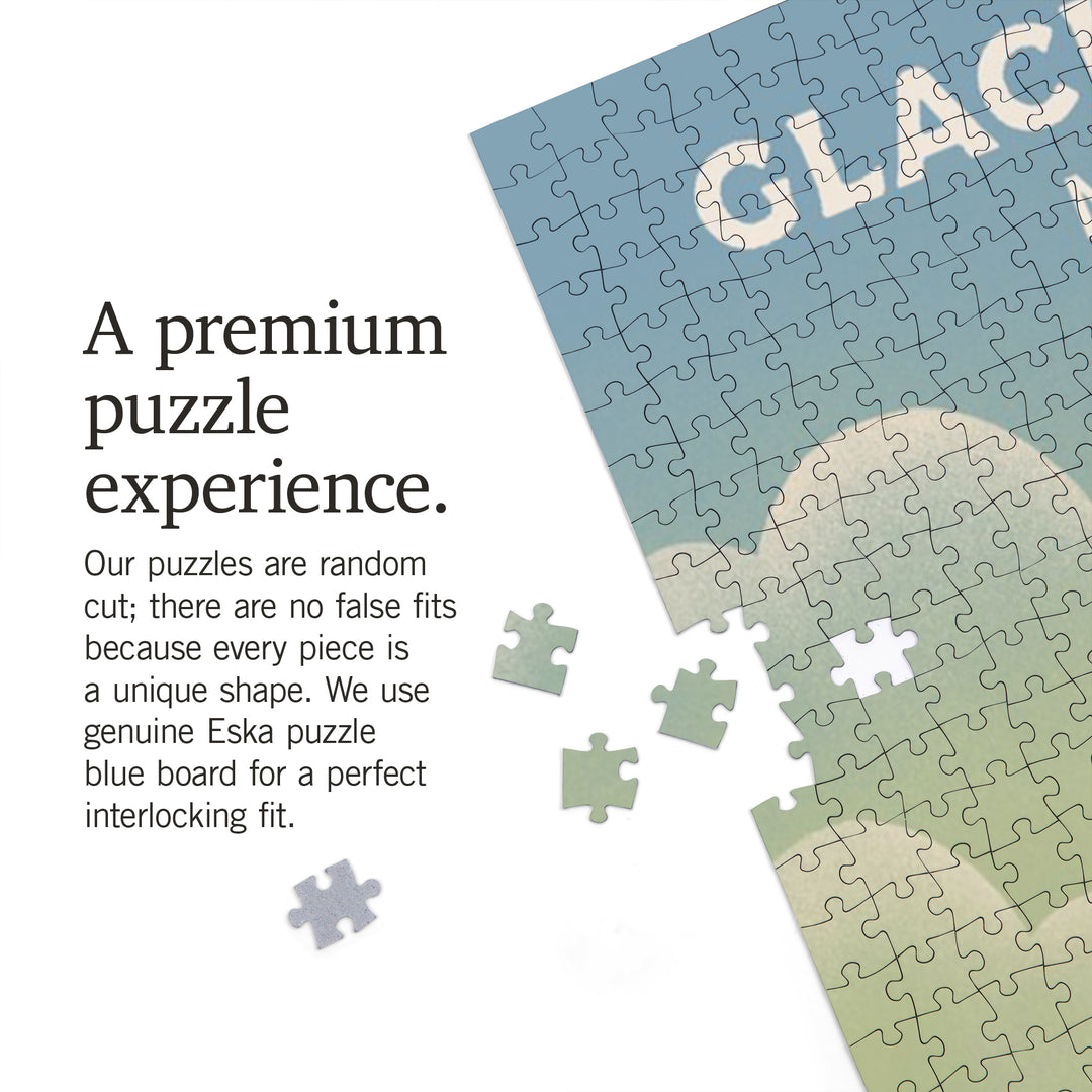 Glacier Park, Montana, Lithograph Wildlife Series, Bald Eagle, Jigsaw Puzzle Puzzle Lantern Press 