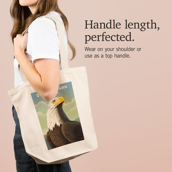 Glacier Park, Montana, Lithograph Wildlife Series, Bald Eagle, Tote Bag Totes Lantern Press 