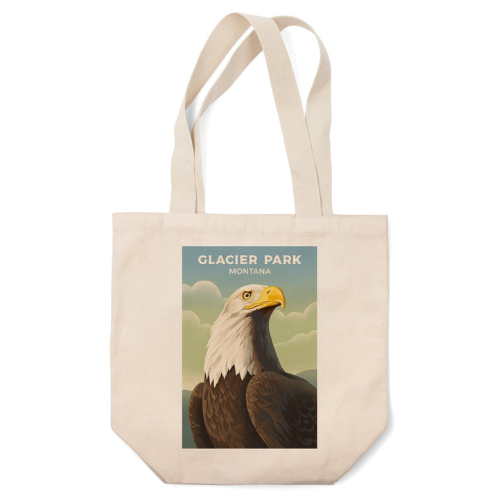 Glacier Park, Montana, Lithograph Wildlife Series, Bald Eagle, Tote Bag Totes Lantern Press 